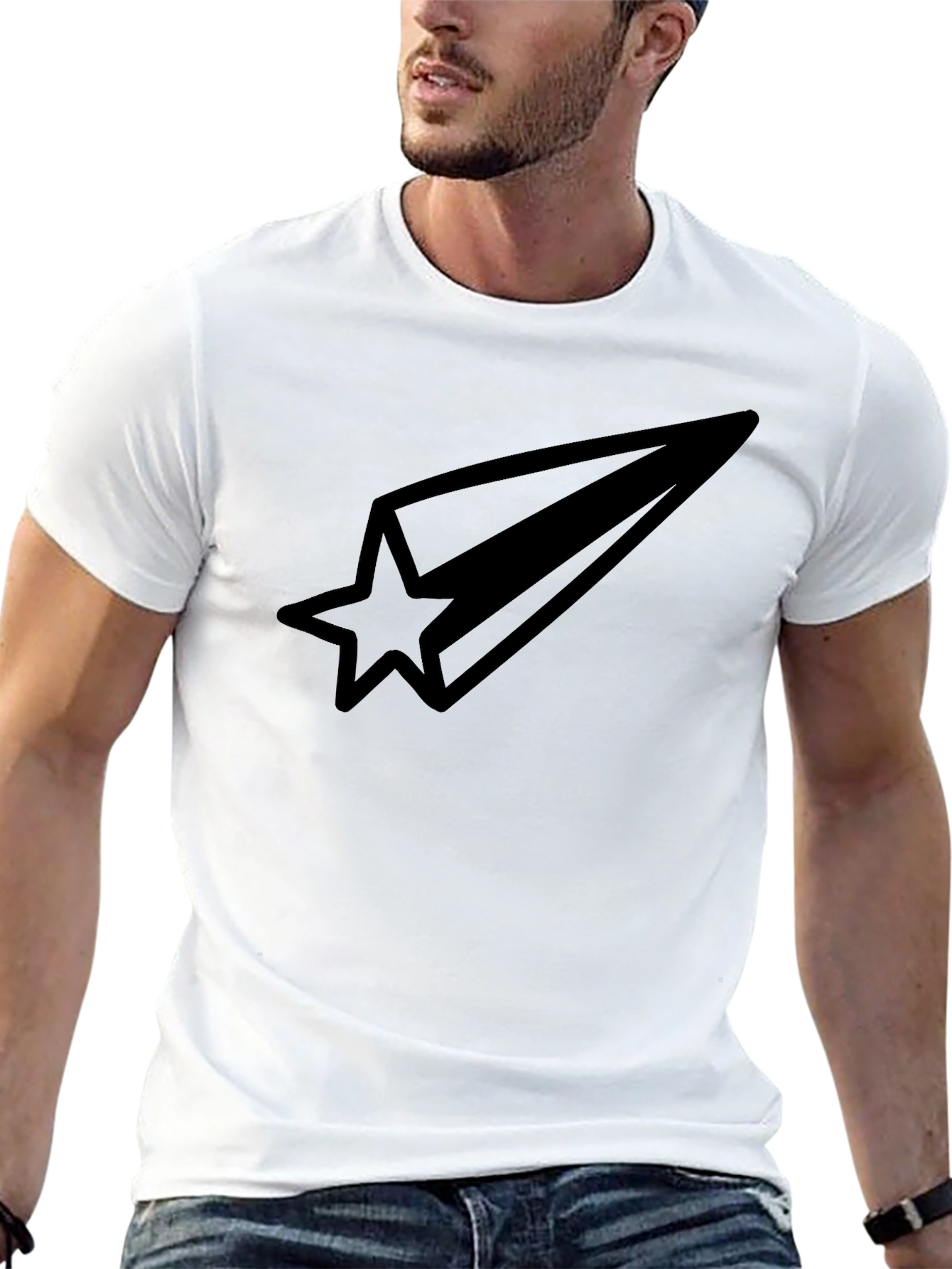 Shooting Star Graphic Tee - Black Cotton Blend