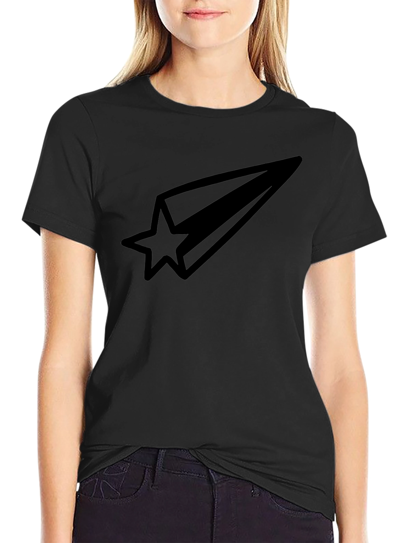 Shooting Star Graphic Tee - Black Cotton Blend