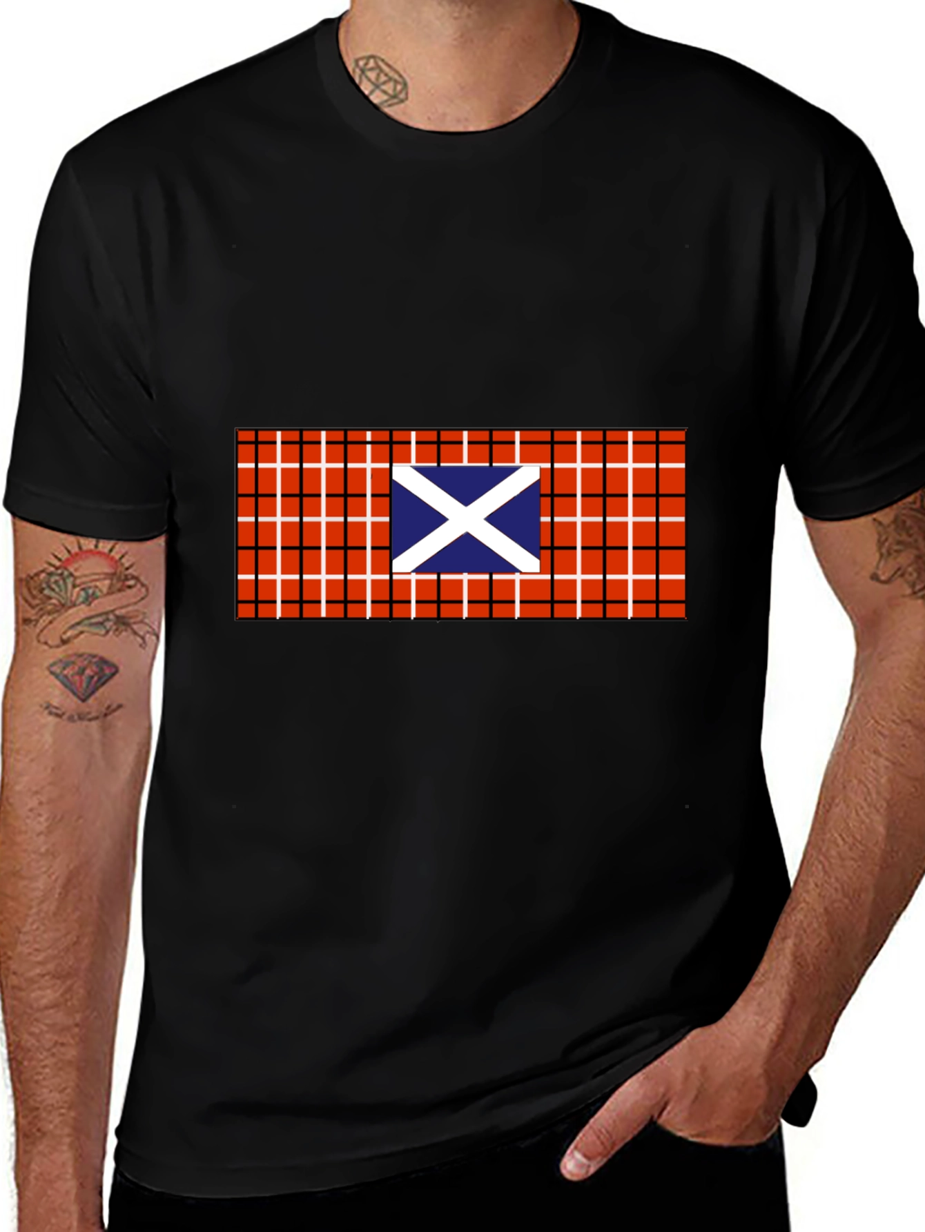Scottish Flag Plaid Graphic T-Shirt