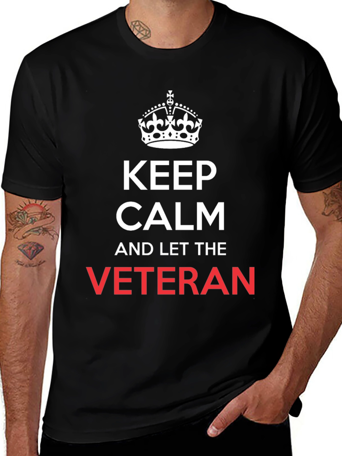 Keep Calm Veteran T-Shirt - Black Cotton Tee