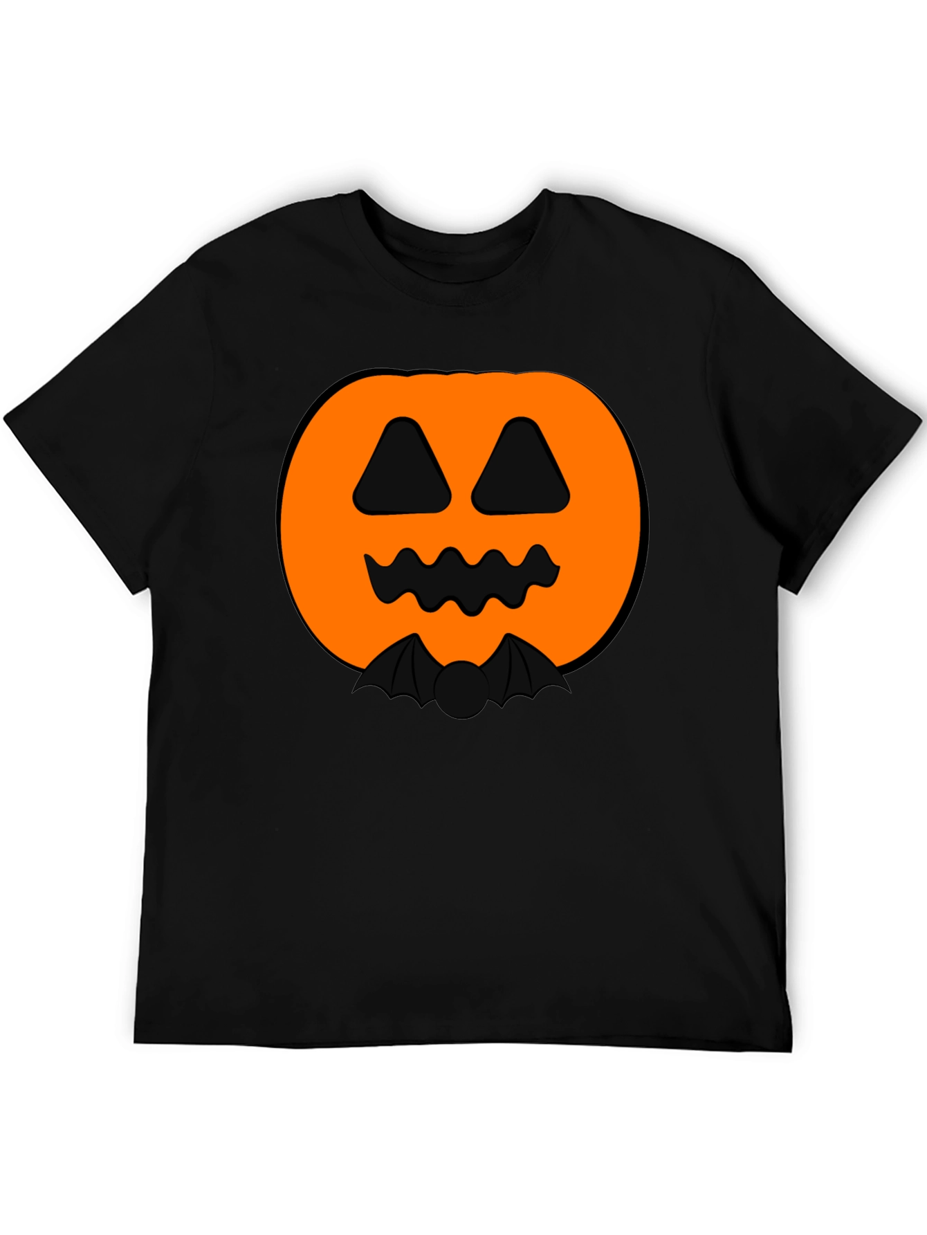 Halloween Pumpkin Bat Graphic Black T-Shirt