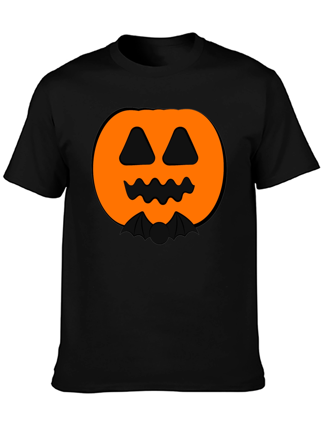 Halloween Pumpkin Bat Graphic Black T-Shirt