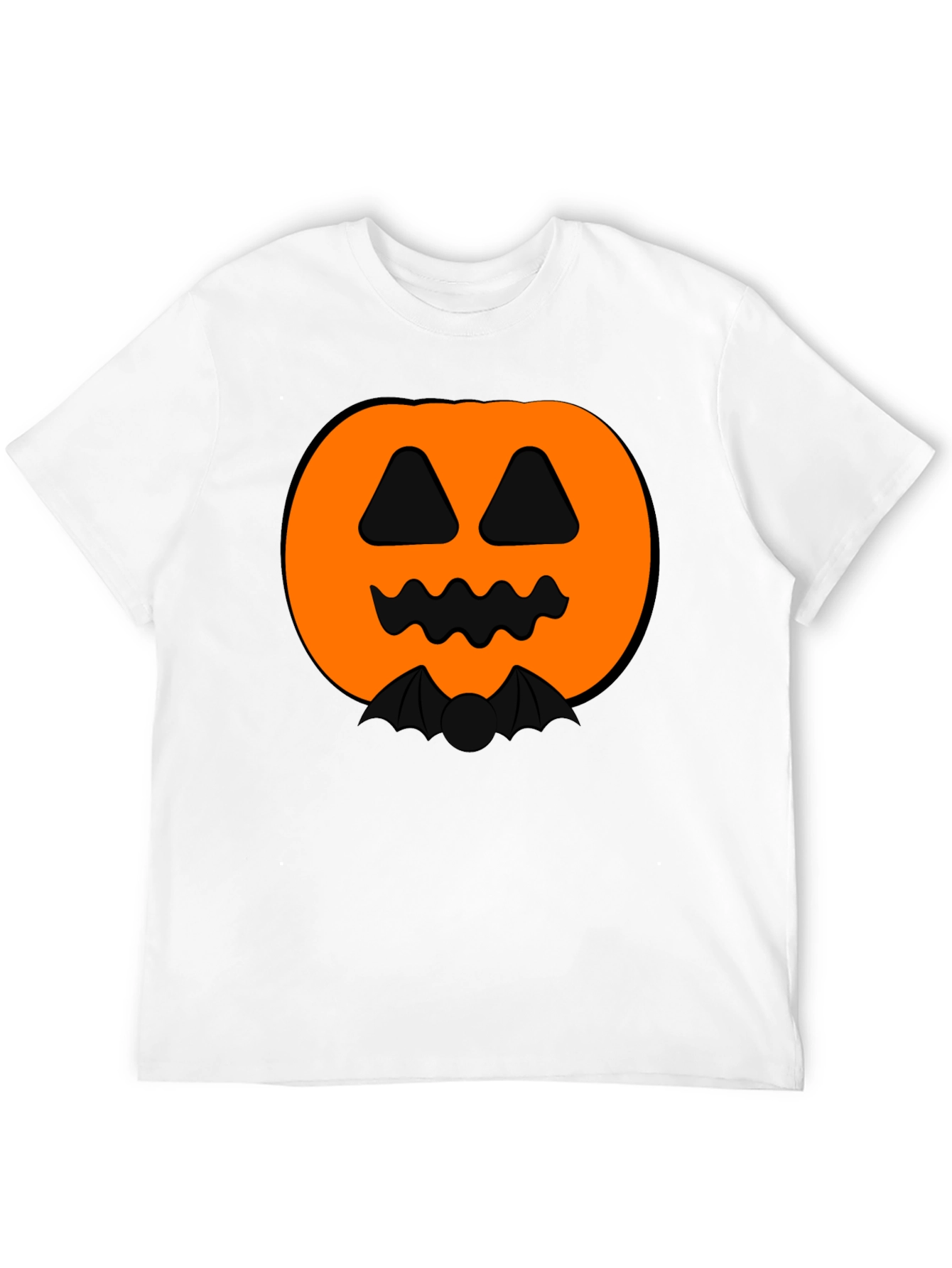 Halloween Pumpkin Bat Graphic Black T-Shirt