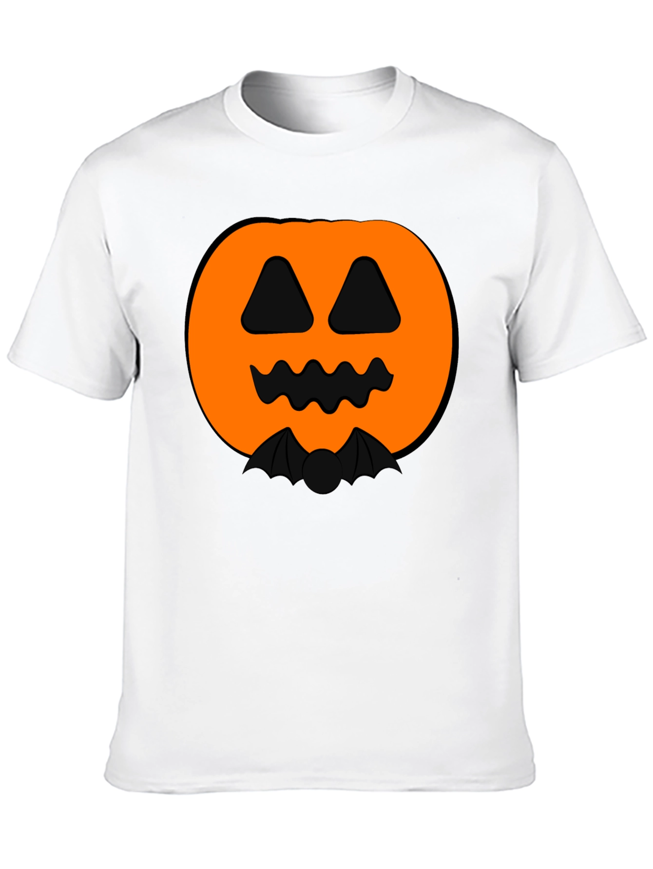 Halloween Pumpkin Bat Graphic Black T-Shirt