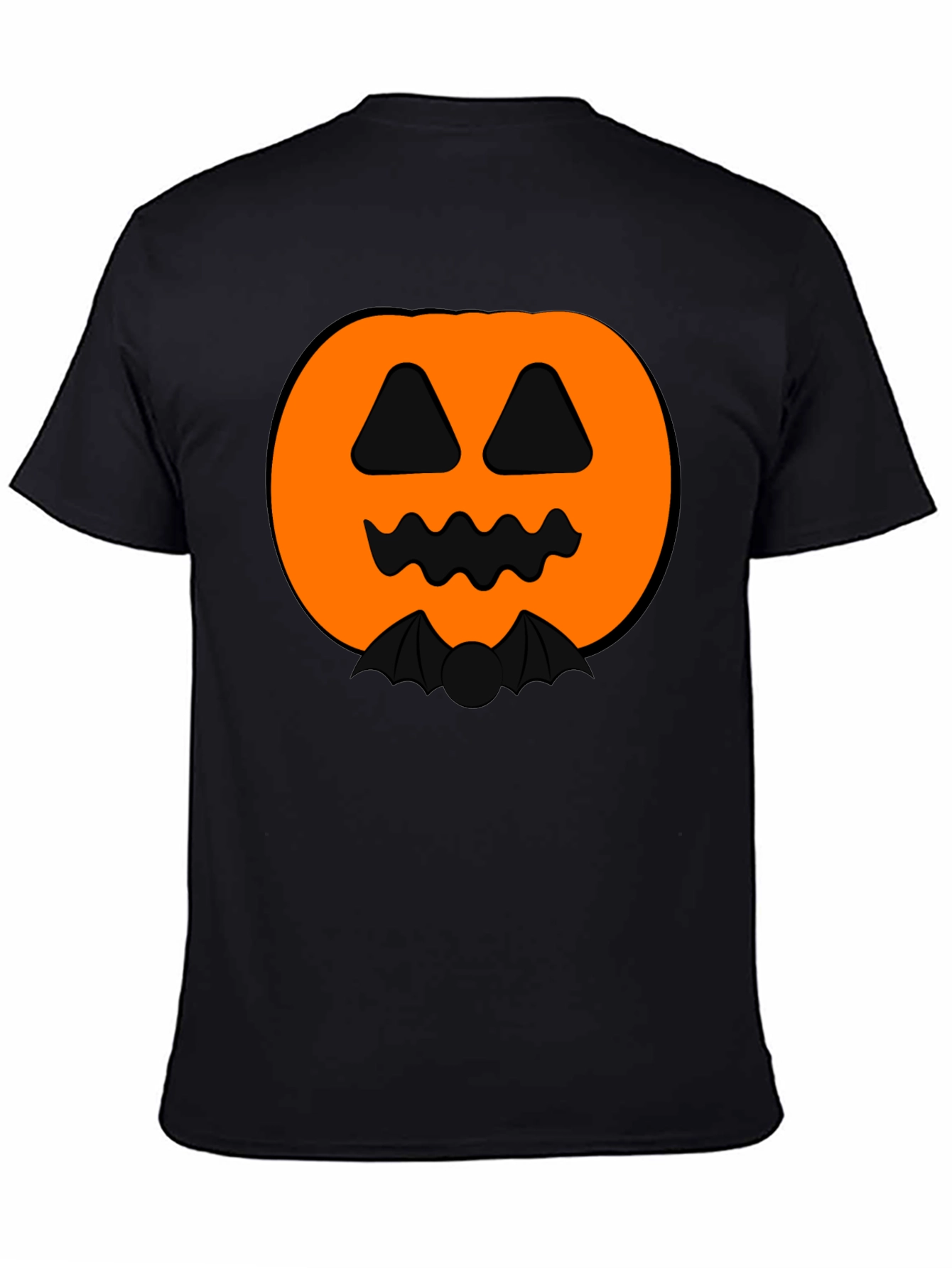 Halloween Pumpkin Bat Graphic Black T-Shirt
