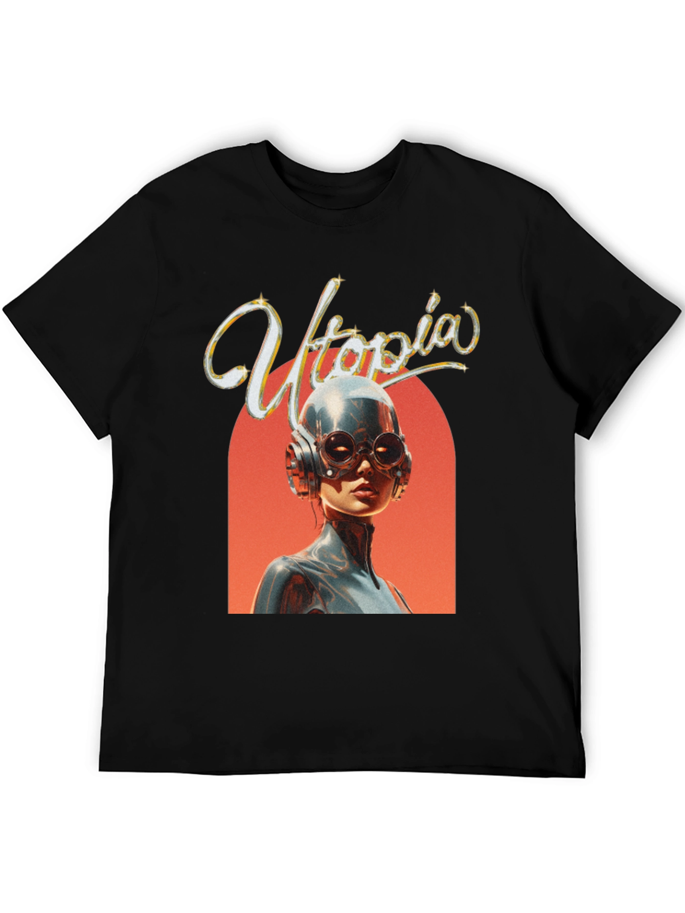 Utopia Graphic Print Black T-Shirt
