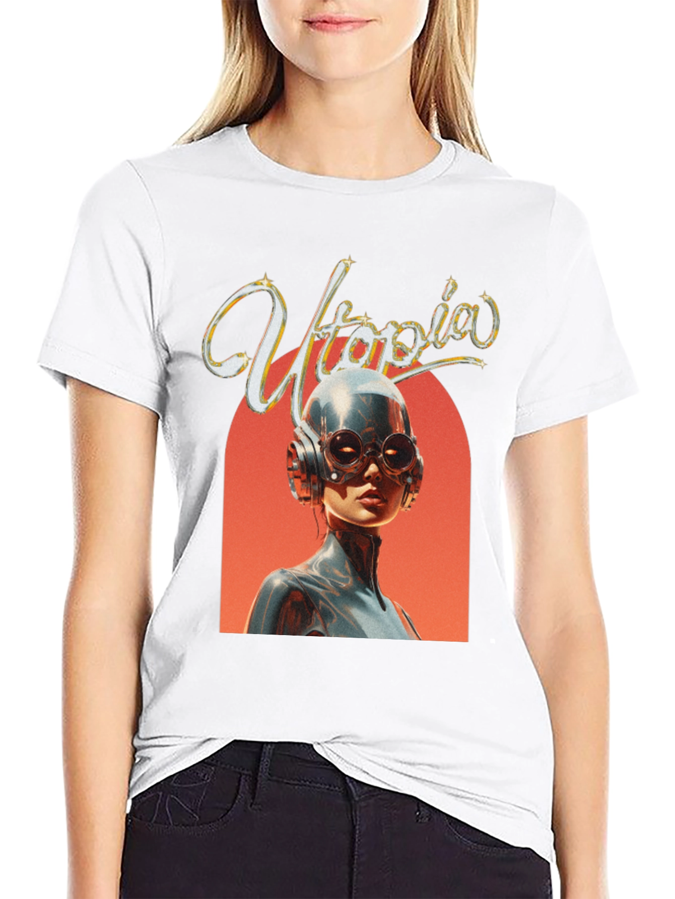 Utopia Graphic Print Black T-Shirt