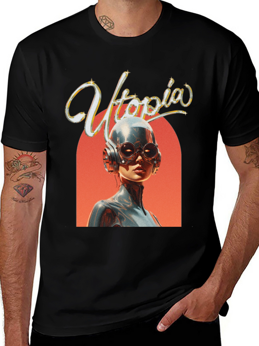 Utopia Graphic Print Black T-Shirt