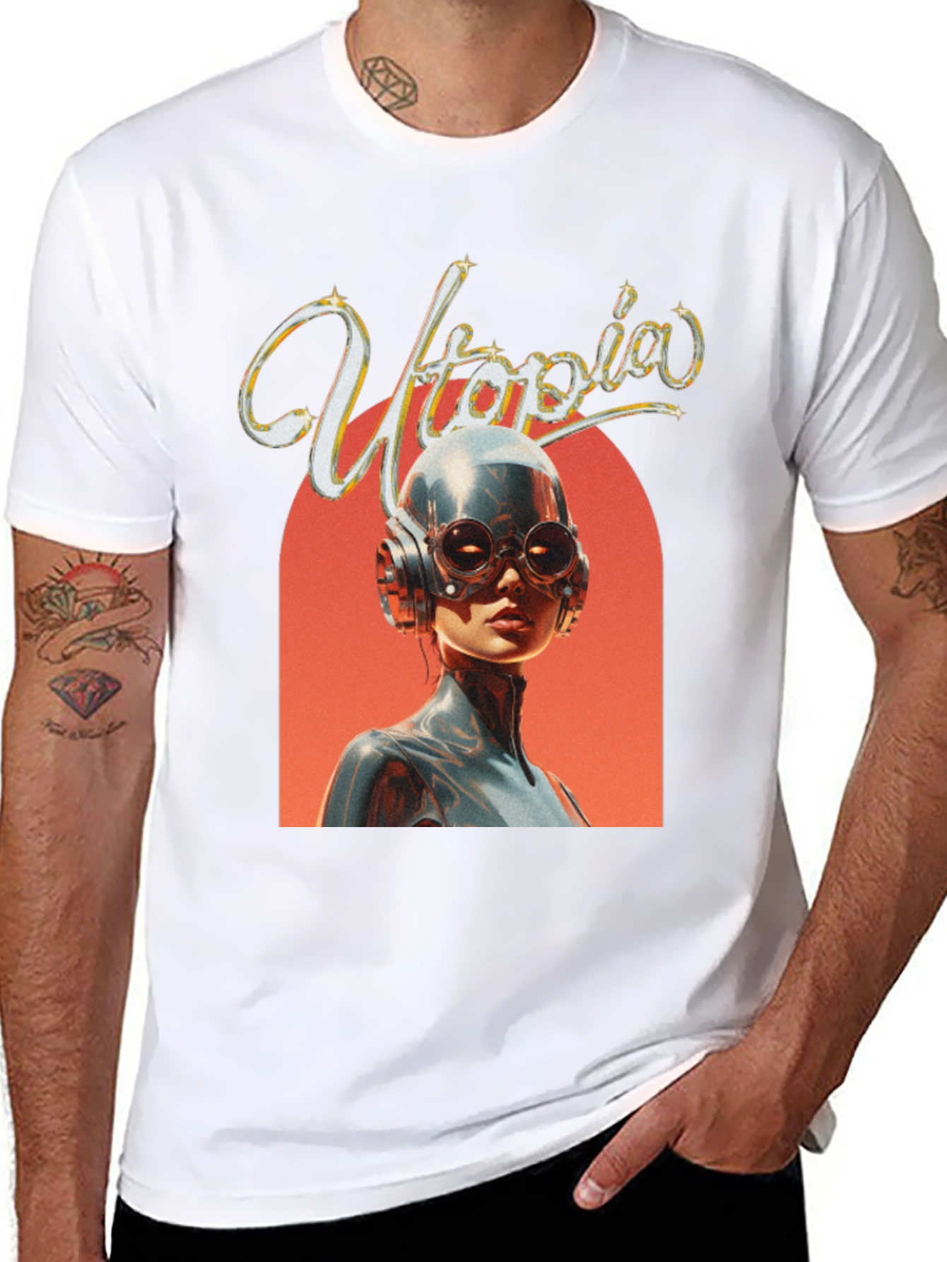 Utopia Graphic Print Black T-Shirt