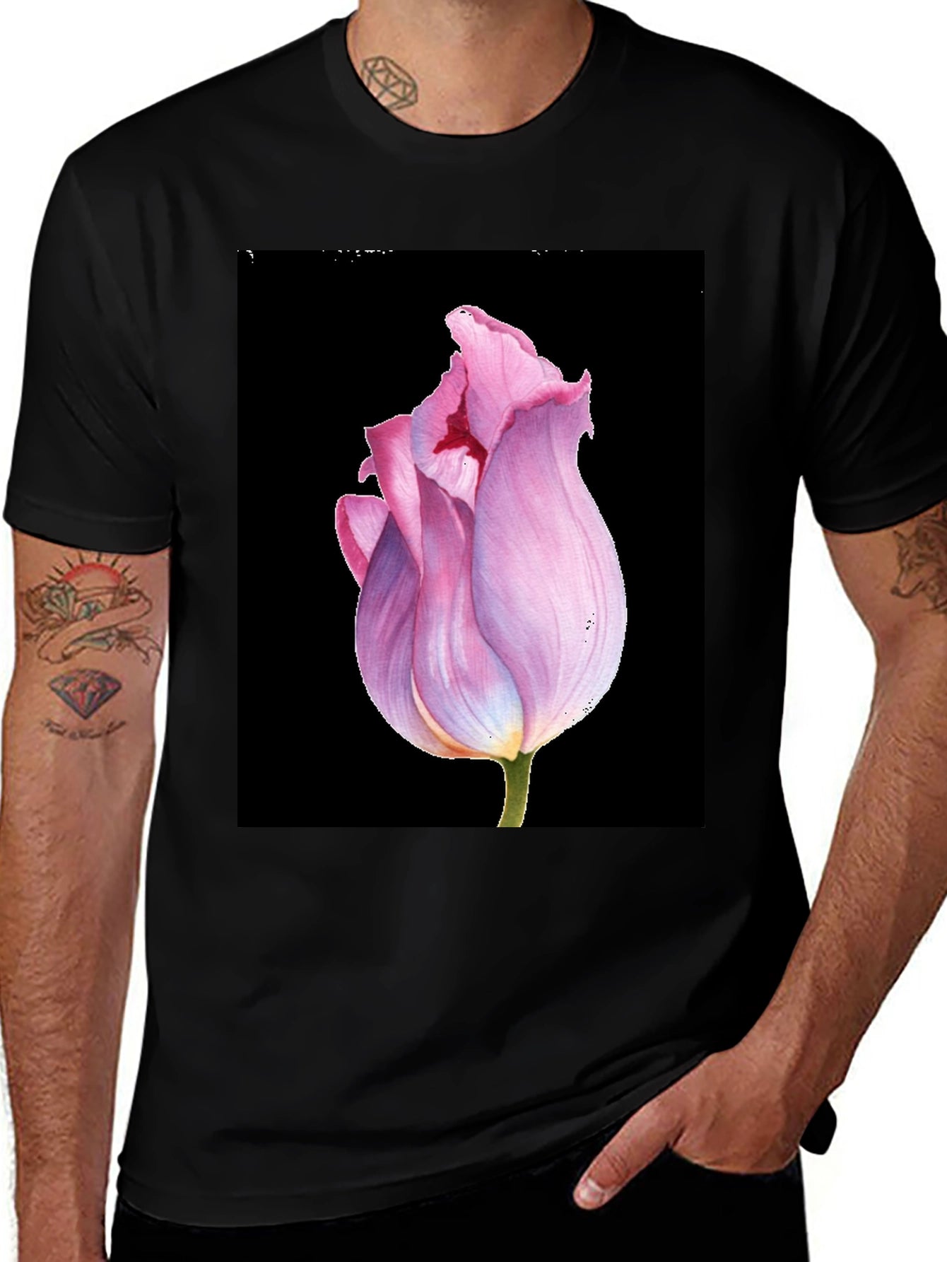 Floral Tulip Graphic Tee - Modern Botanical T-Shirt