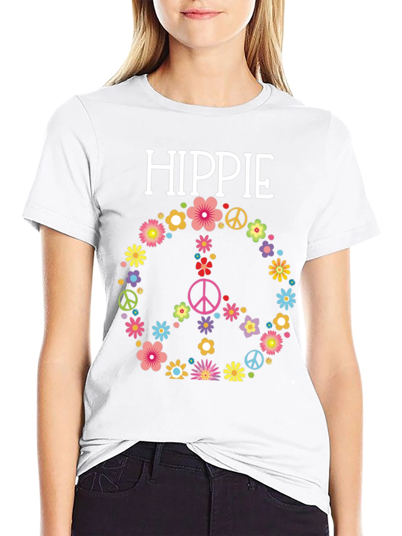 Hippie Flower Peace Sign Graphic Tee - Unisex