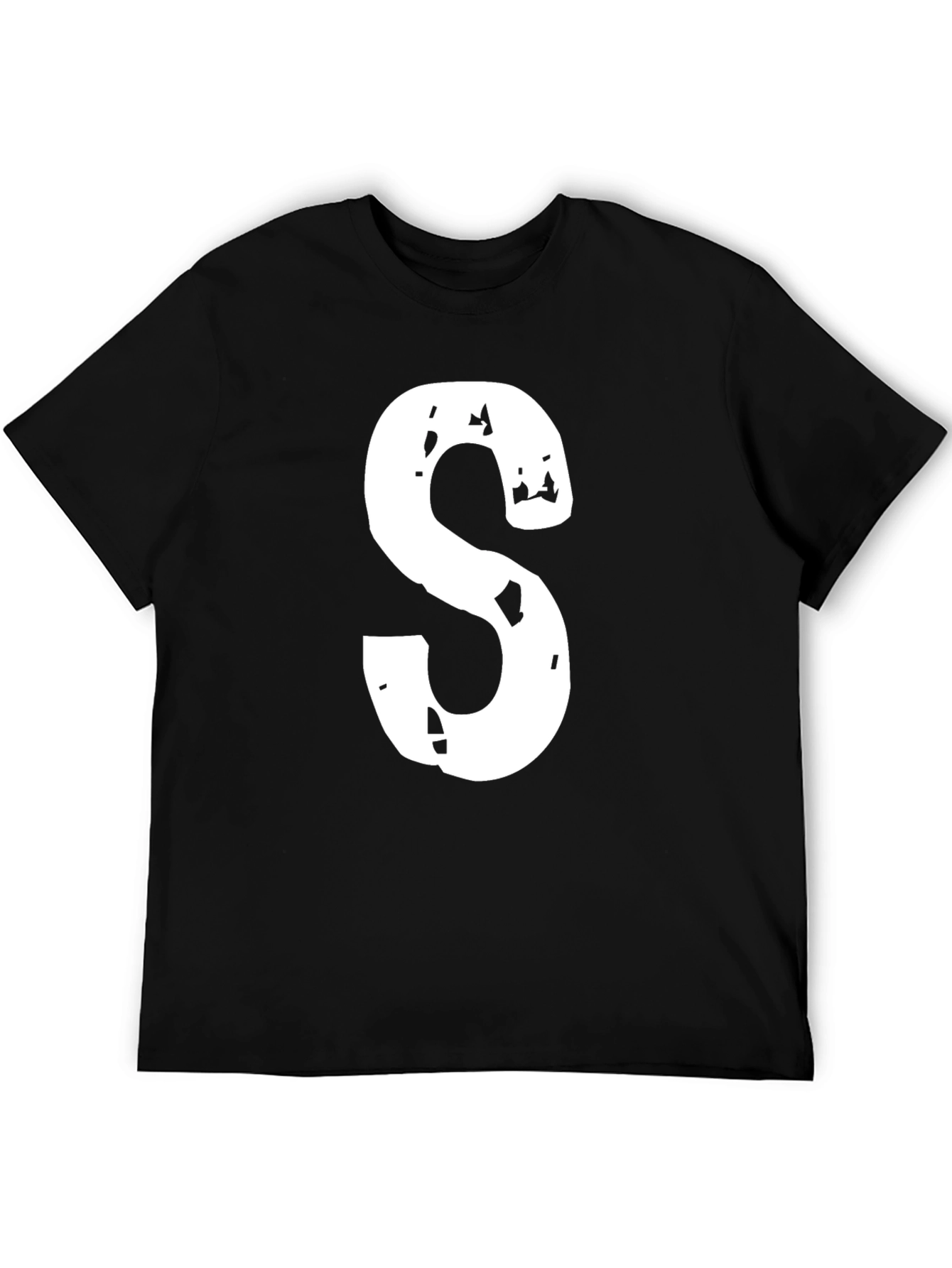 Distressed Letter S Black T-Shirt