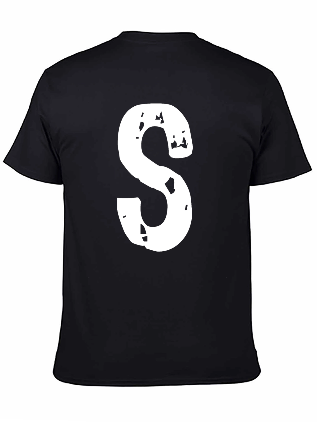 Distressed Letter S Black T-Shirt