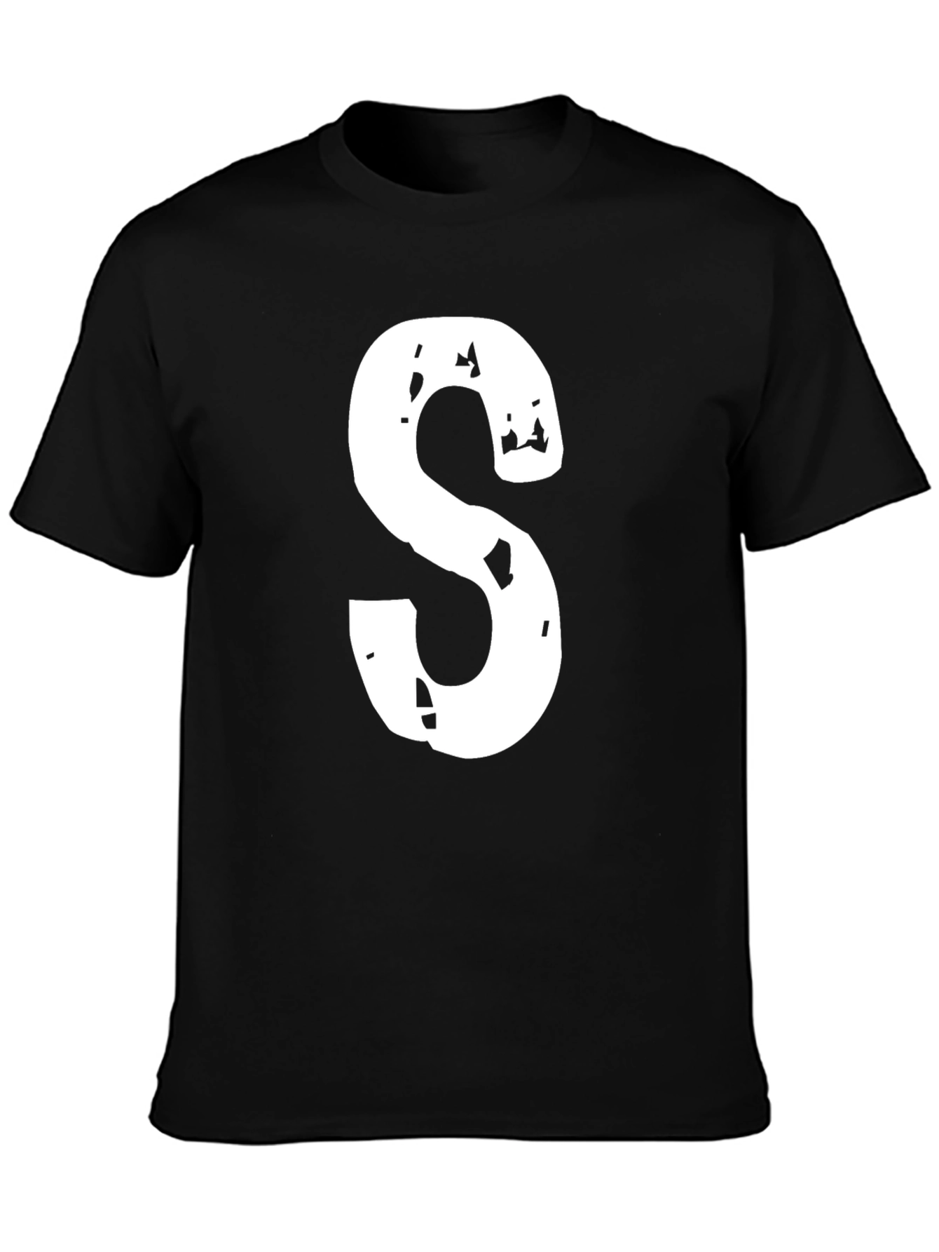 Distressed Letter S Black T-Shirt