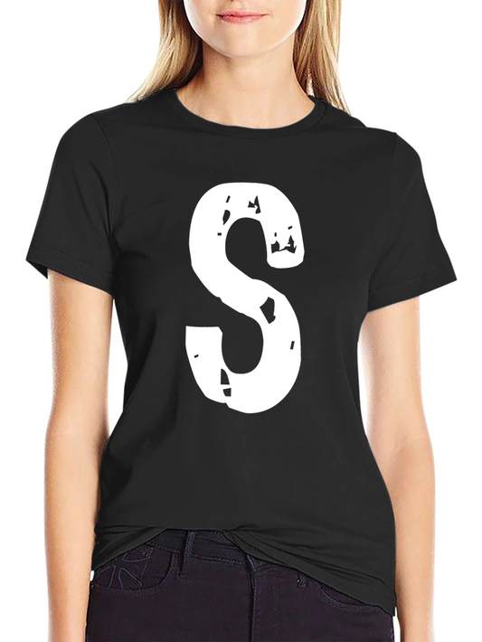 Distressed Letter S Black T-Shirt