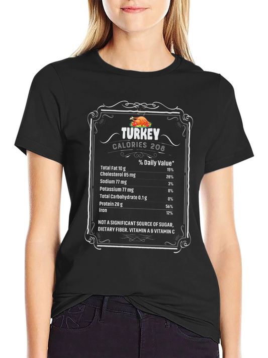 Turkey Nutrition Facts Graphic Tee - Black T-Shirt