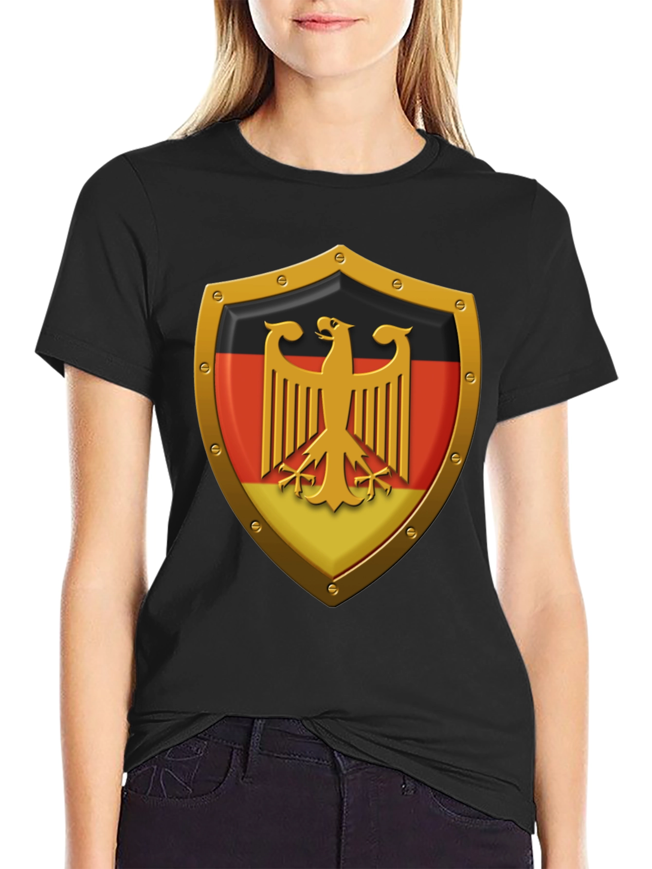 German Eagle Shield Graphic T-Shirt - Black