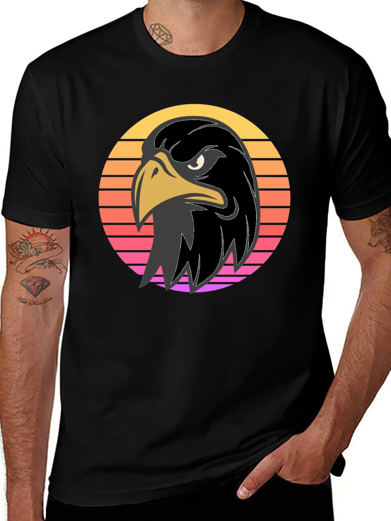 Retro Eagle Graphic Tee - Bold Black Shirt