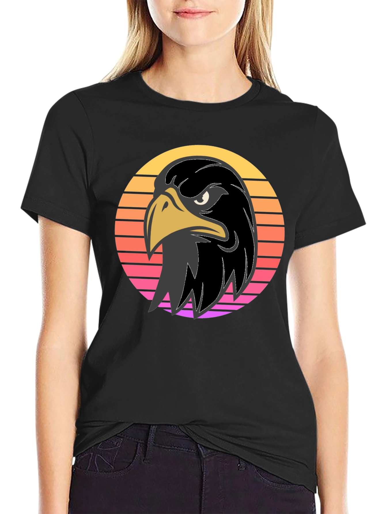 Retro Eagle Graphic Tee - Bold Black Shirt