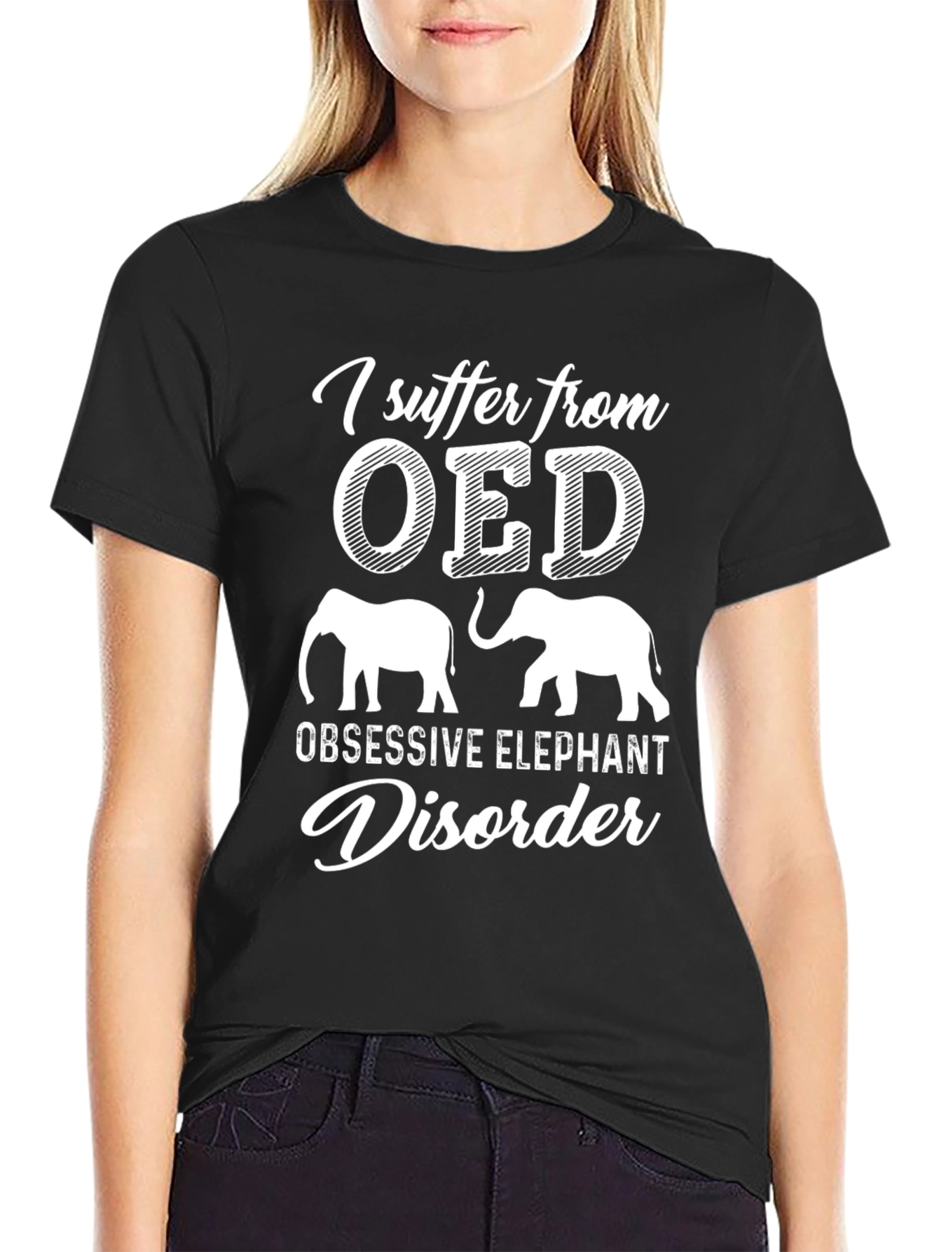 Obsessive Elephant Disorder Graphic Tee - Black Cotton