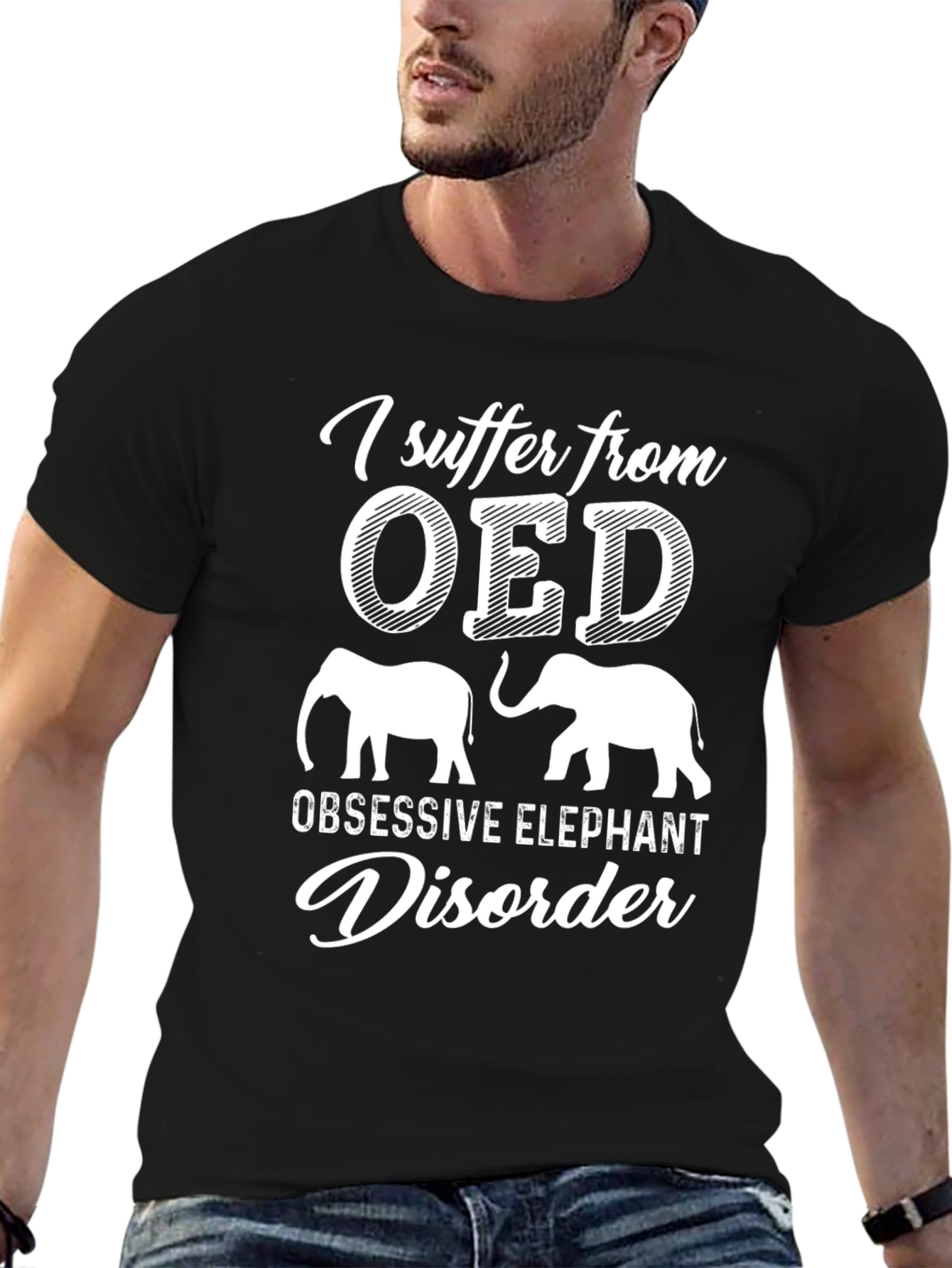 Obsessive Elephant Disorder Graphic Tee - Black Cotton