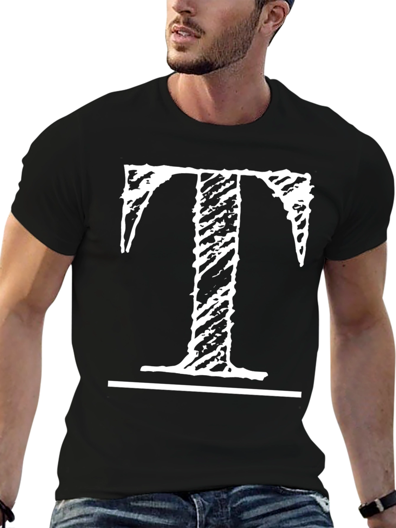 Distressed T Graphic Black T-Shirt