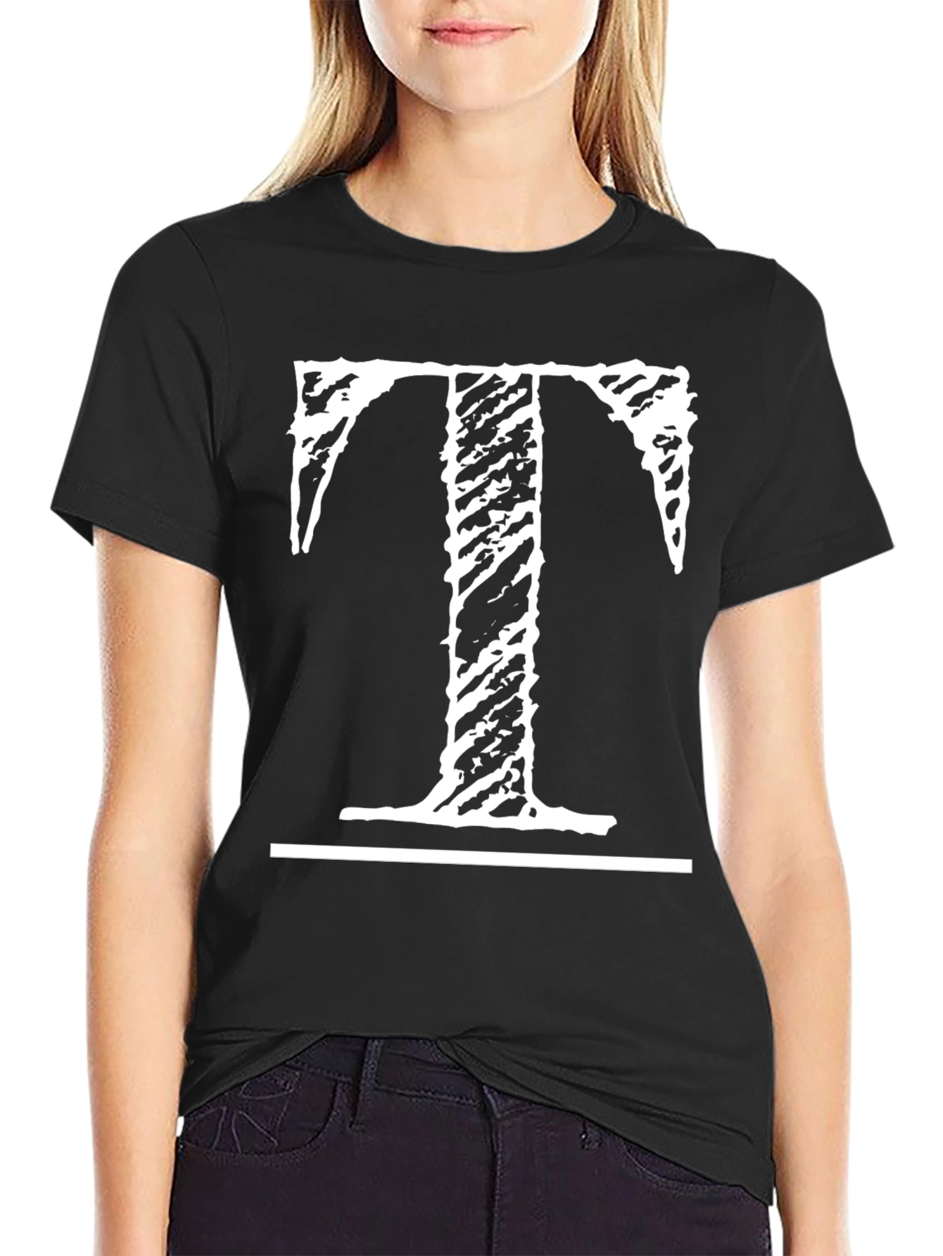 Distressed T Graphic Black T-Shirt
