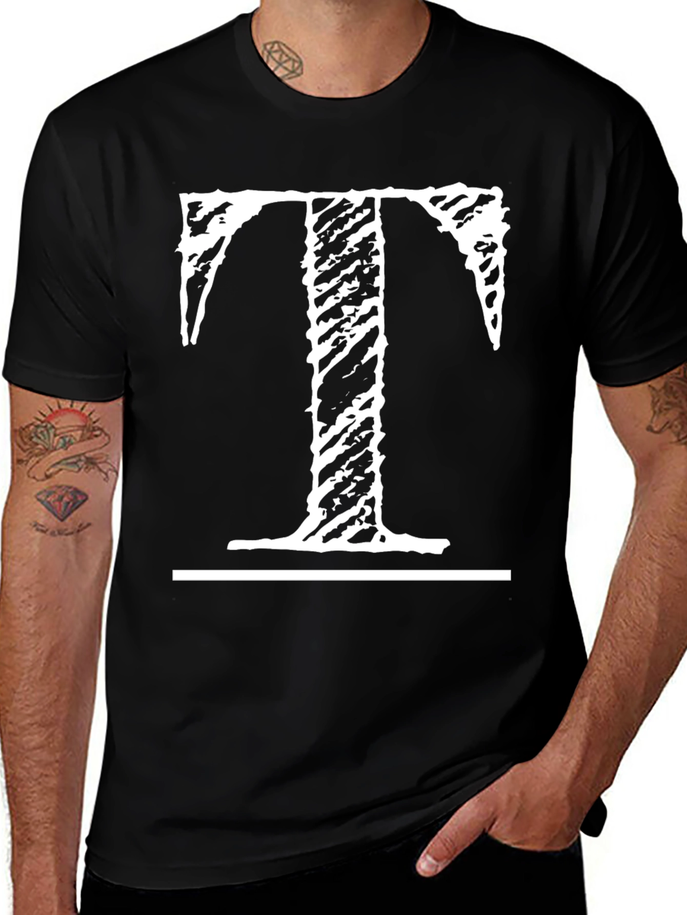 Distressed T Graphic Black T-Shirt