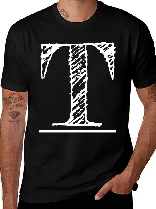 Distressed T Graphic Black T-Shirt
