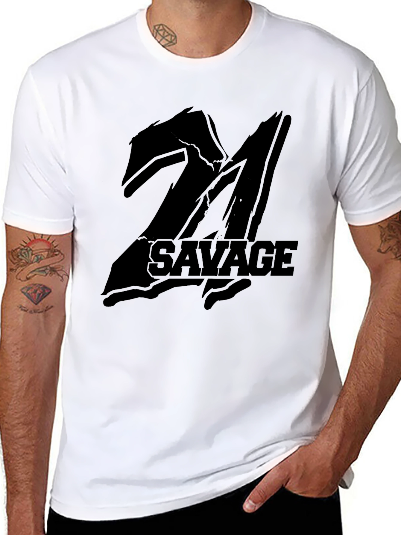 21 Savage Black T-Shirt | Graphic Print Hip-Hop Style