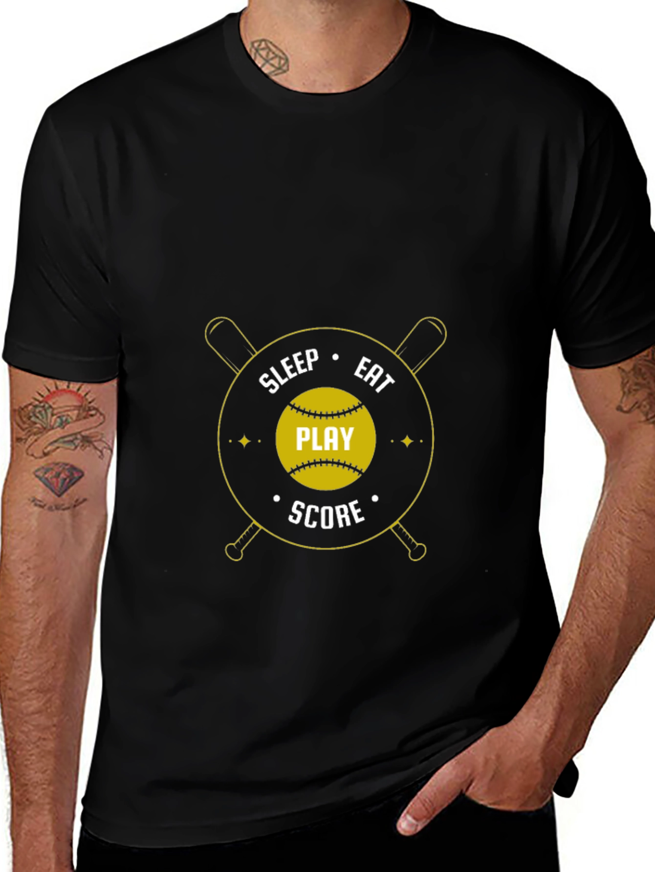 Eat Sleep Play Score Black T-Shirt