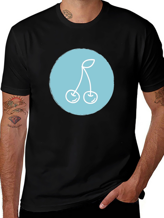 Modern Black Tee with Cherry Graphic