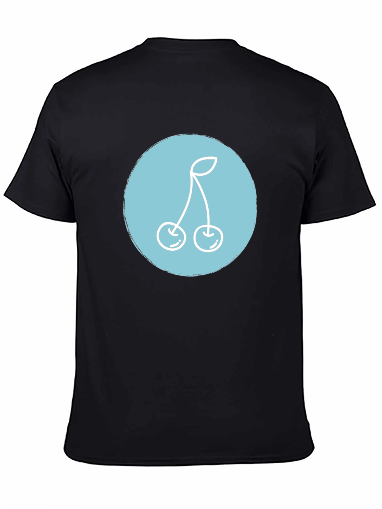 Modern Black Tee with Cherry Graphic