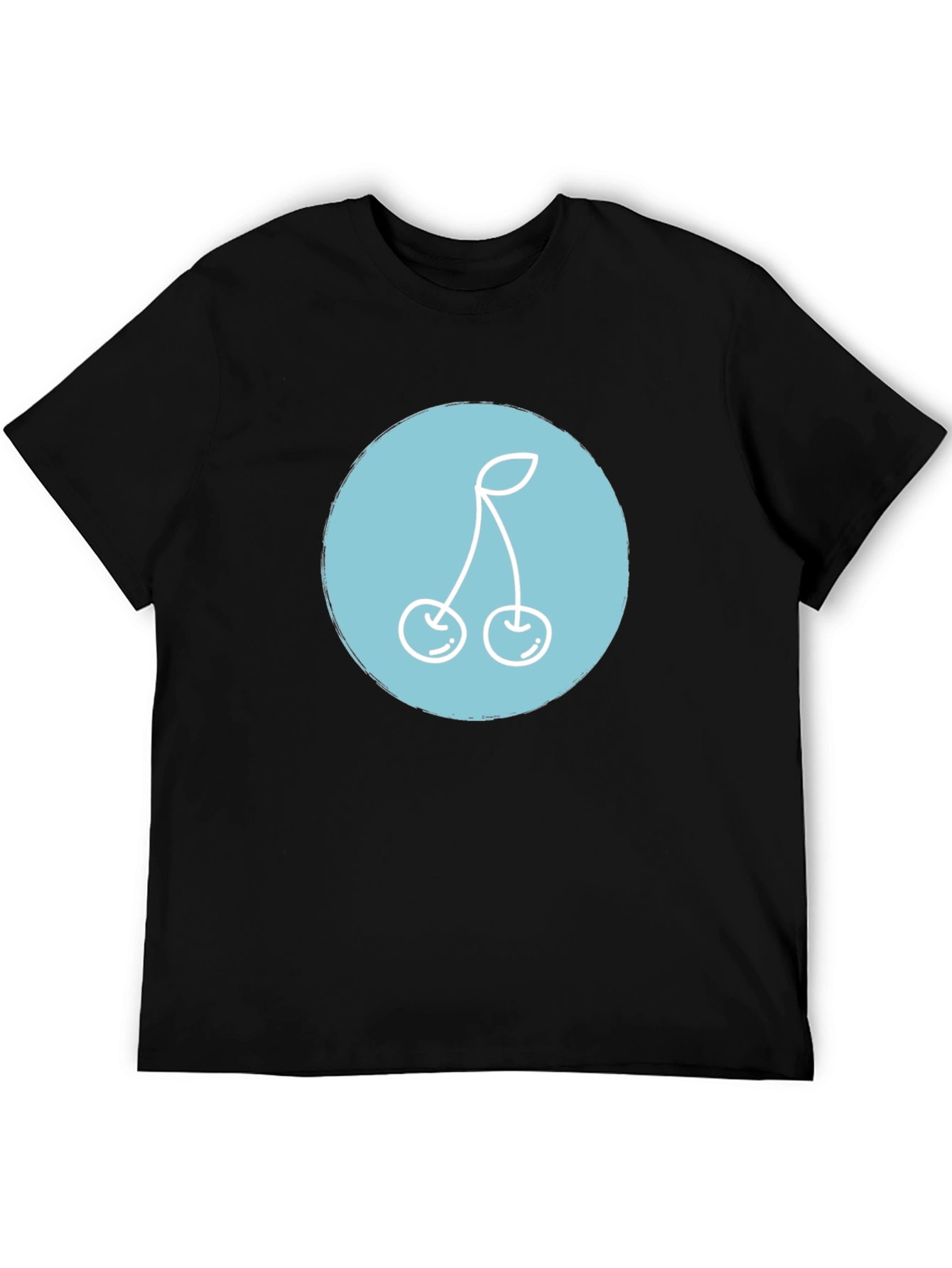 Modern Black Tee with Cherry Graphic