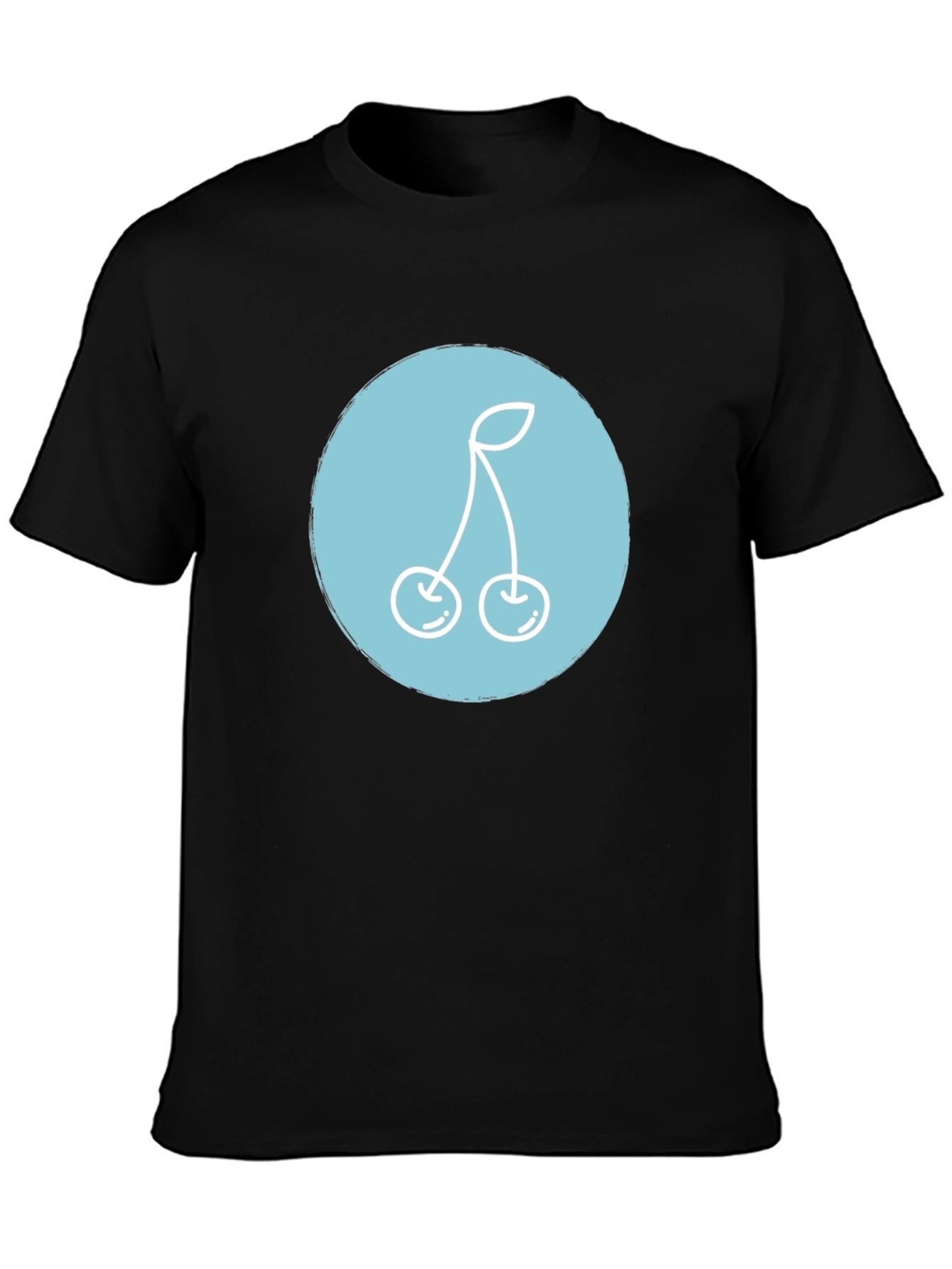 Modern Black Tee with Cherry Graphic