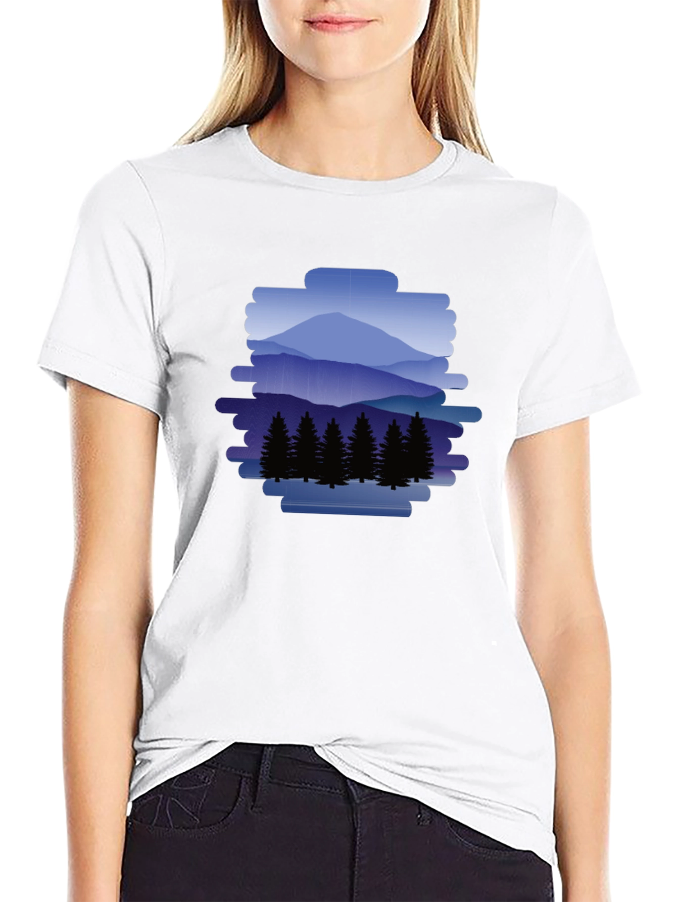 Mountain Scene Graphic Tee - Nature Lovers Black T-Shirt