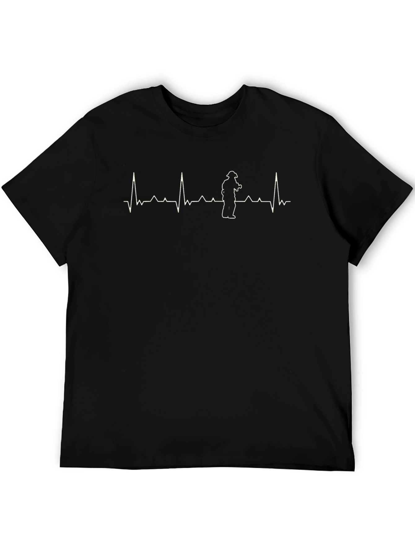 Firefighter Heartbeat T-Shirt - Black
