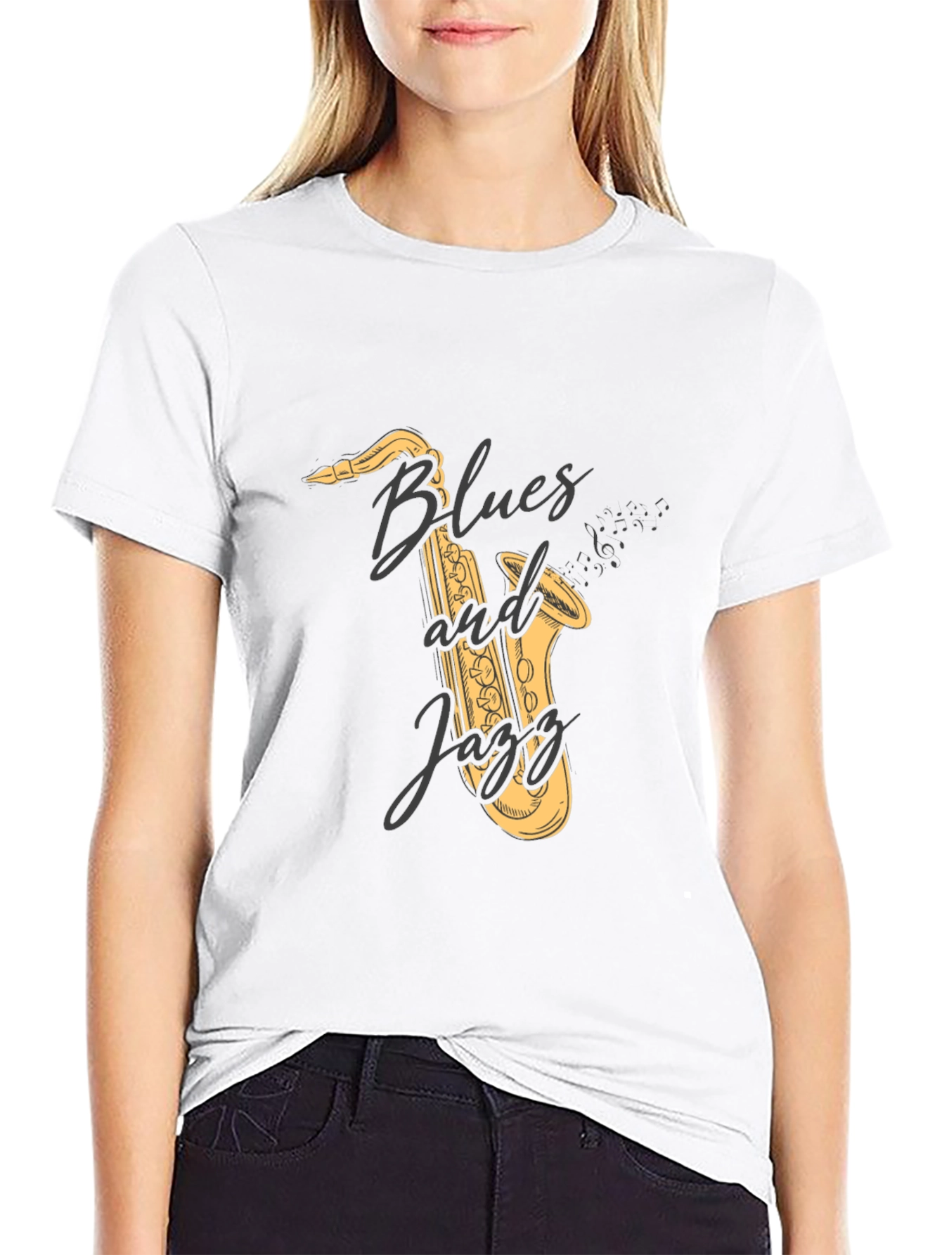 Blues and Jazz Saxophone Graphic Tee