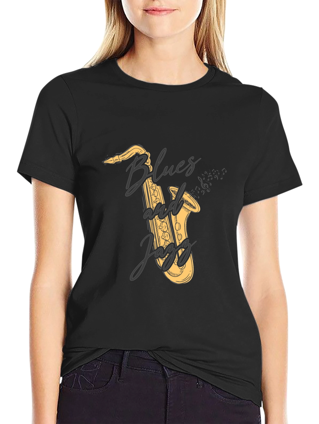 Blues and Jazz Saxophone Graphic Tee