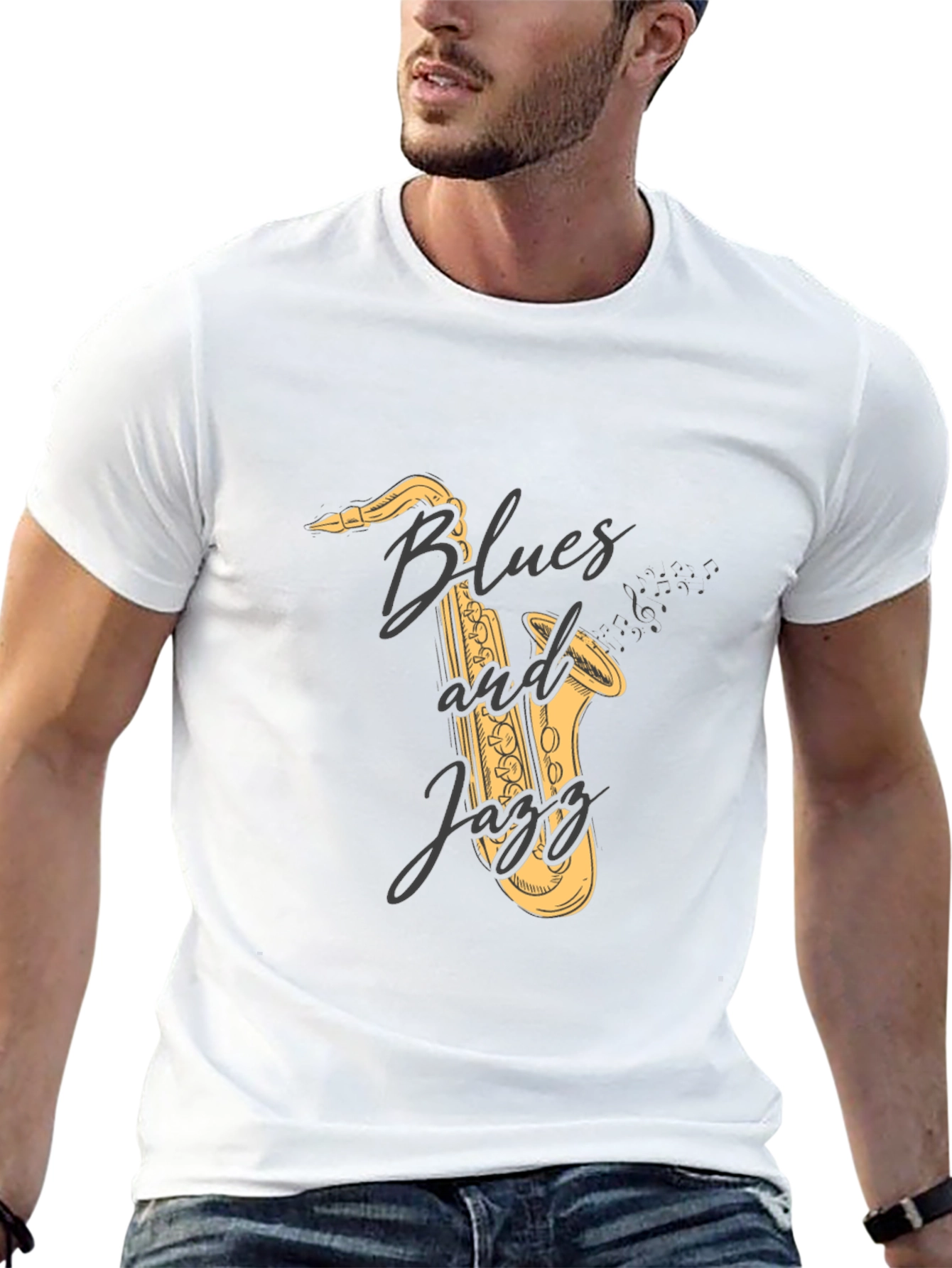 Blues and Jazz Saxophone Graphic Tee