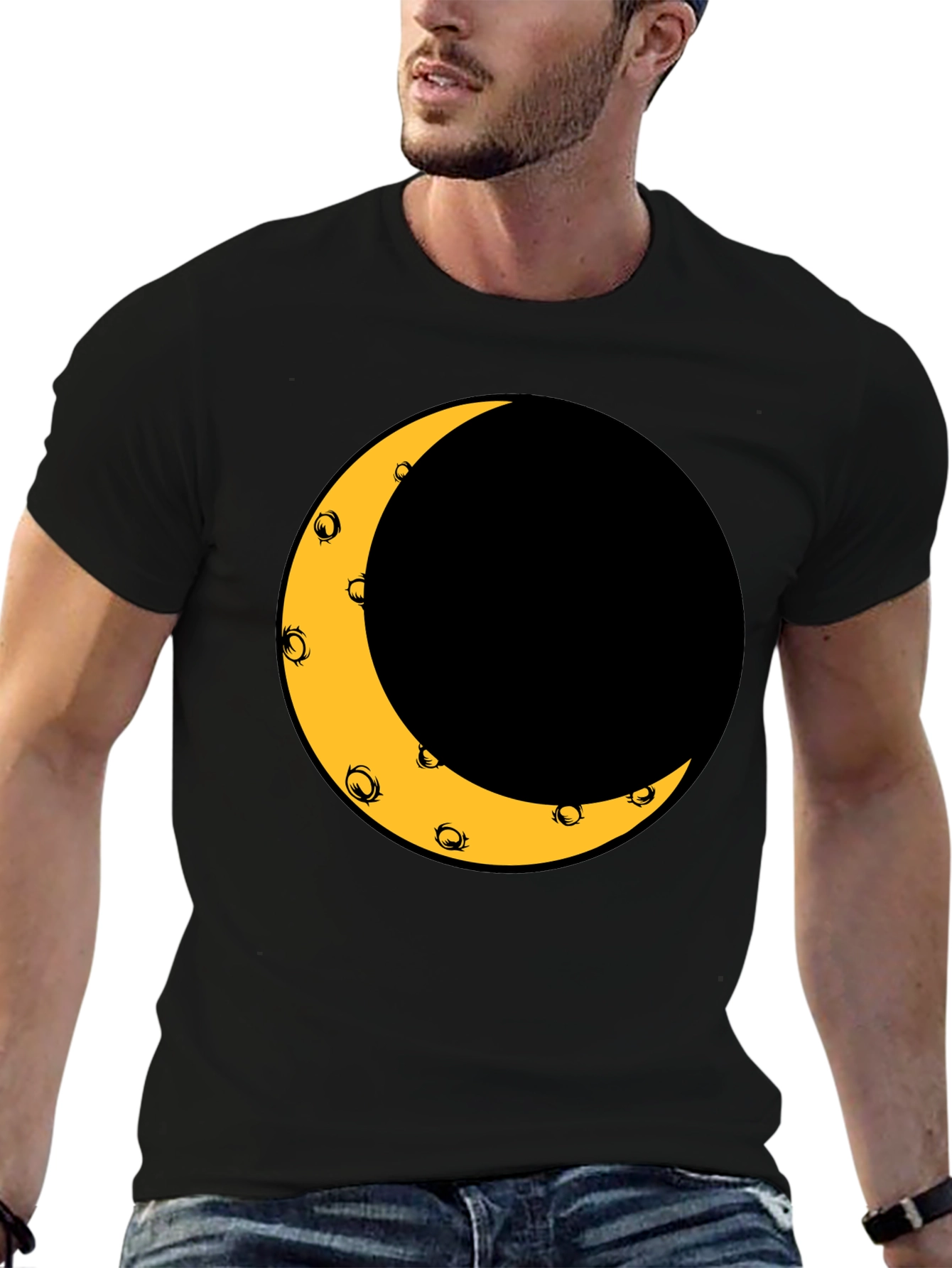 Crescent Moon Graphic Black T-Shirt