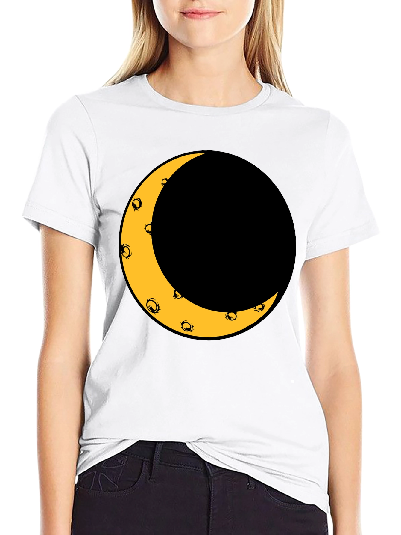 Crescent Moon Graphic Black T-Shirt