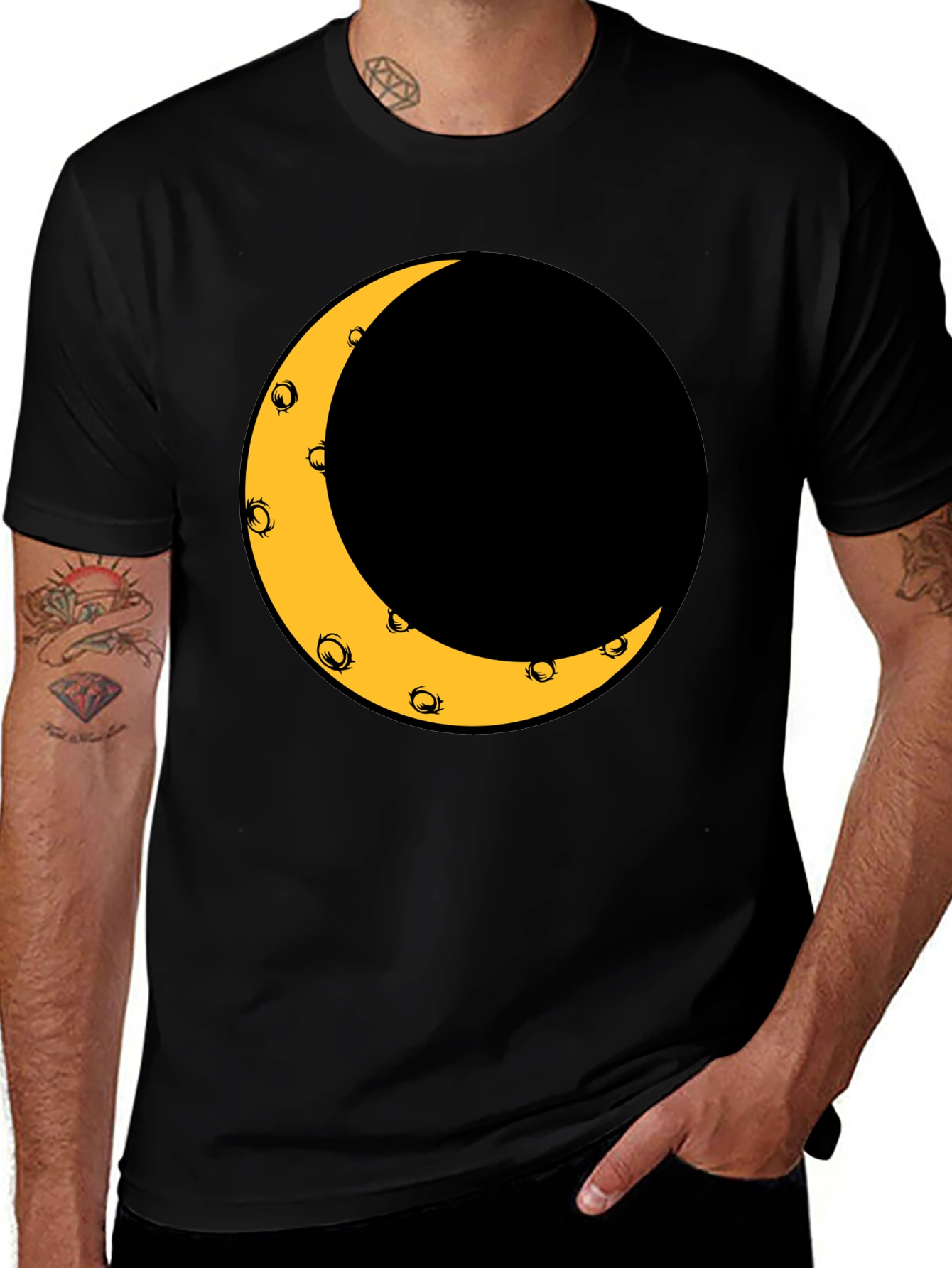 Crescent Moon Graphic Black T-Shirt