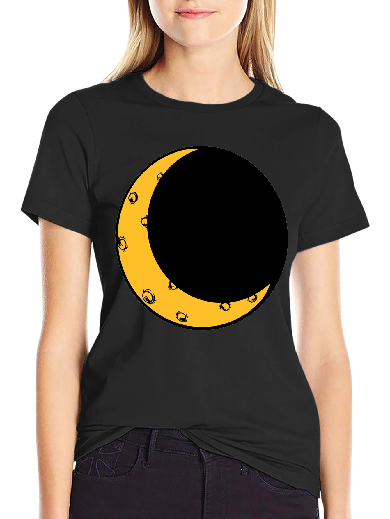 Crescent Moon Graphic Black T-Shirt