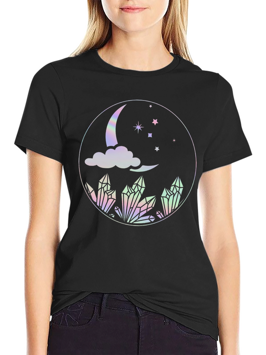 Mystical Moon Crystal T-Shirt - Black