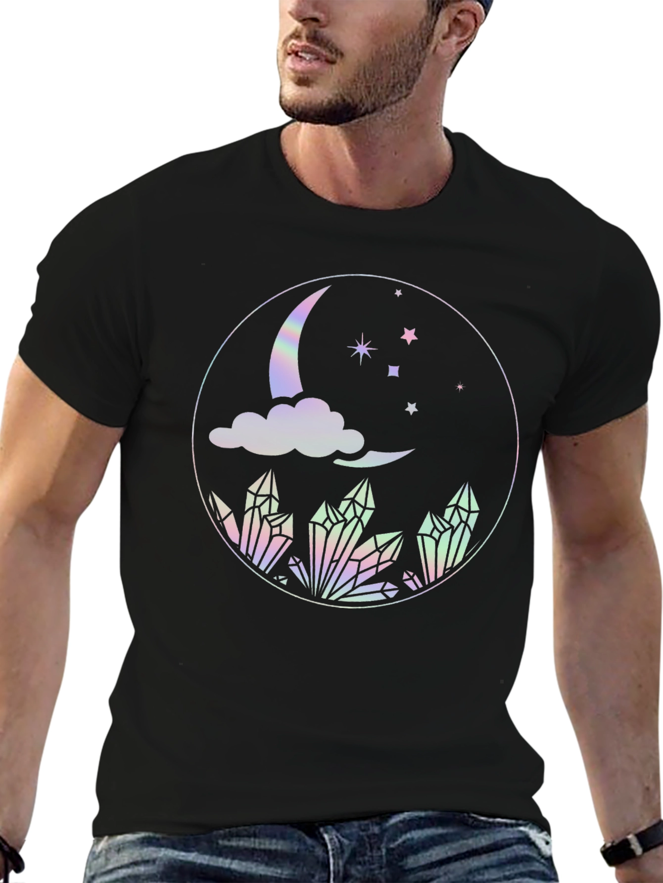 Mystical Moon Crystal T-Shirt - Black