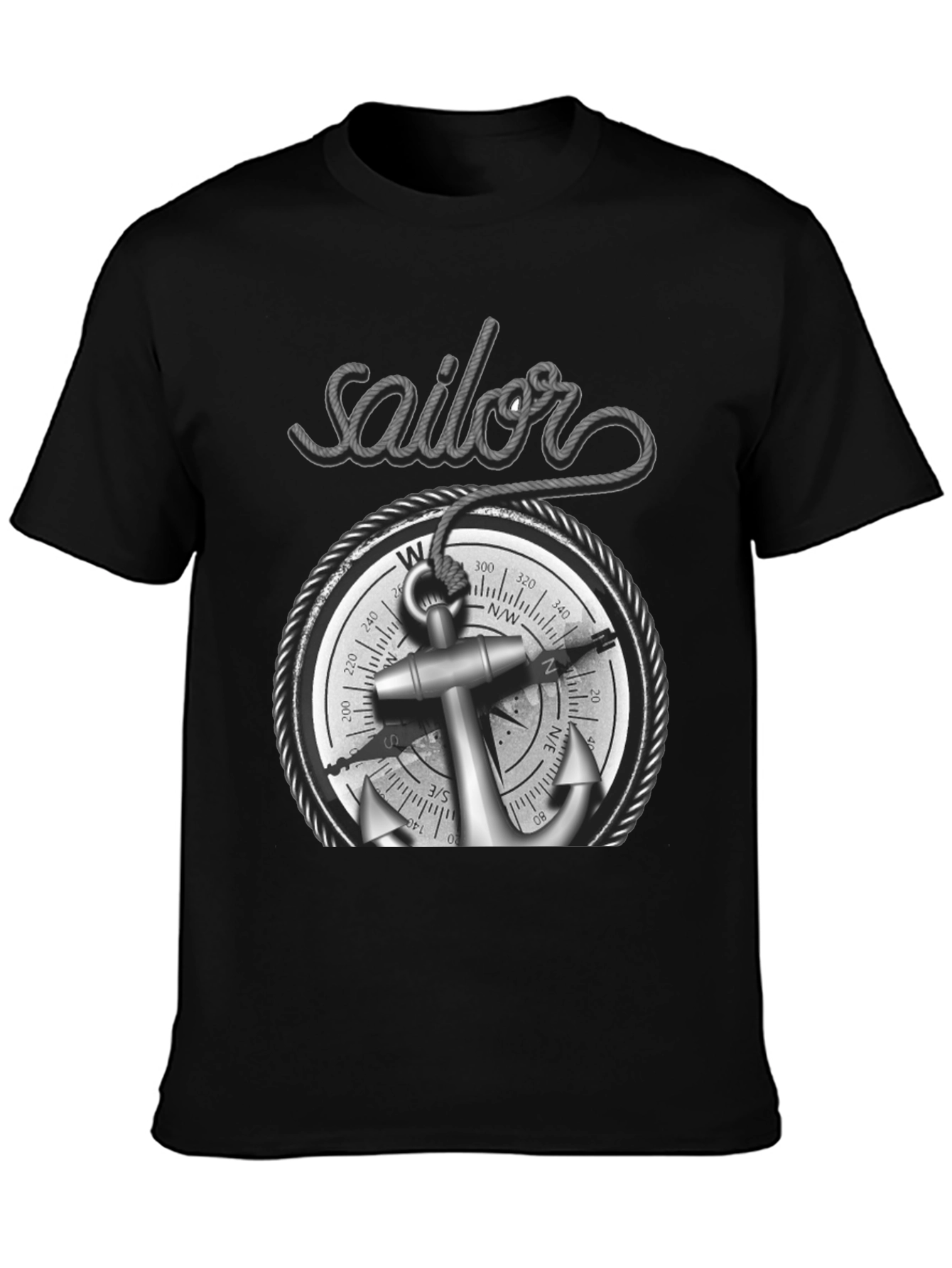 Nautical Sailor Compass Anchor Graphic T-Shirt