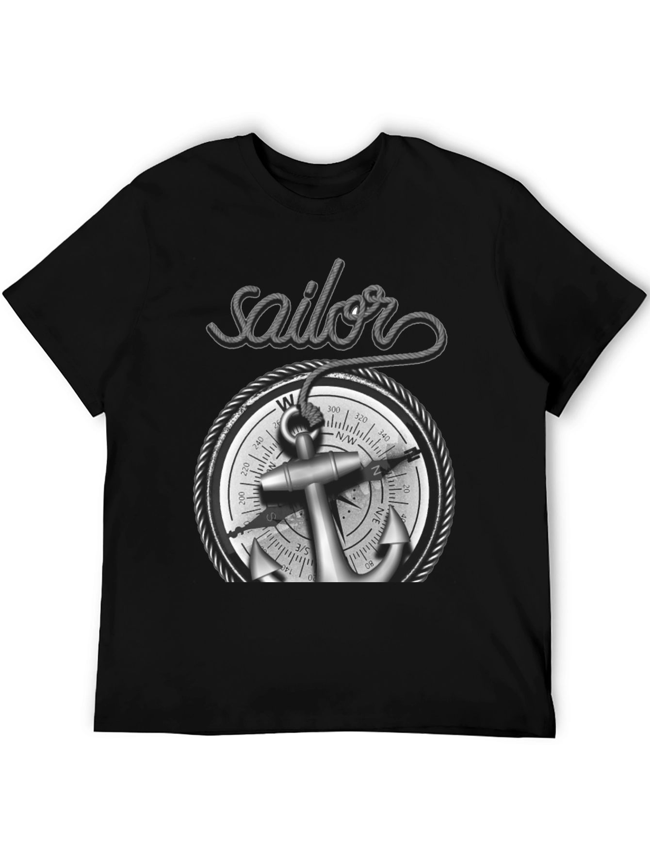 Nautical Sailor Compass Anchor Graphic T-Shirt