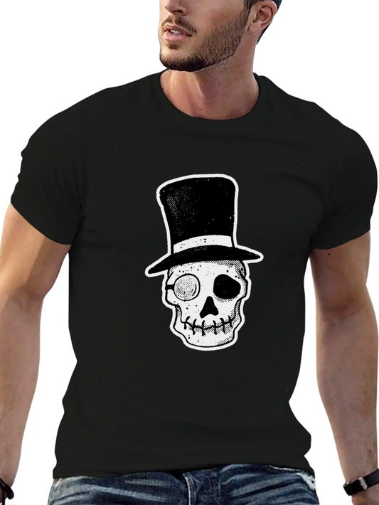 Skull with Top Hat T-Shirt - Unique Graphic Tee
