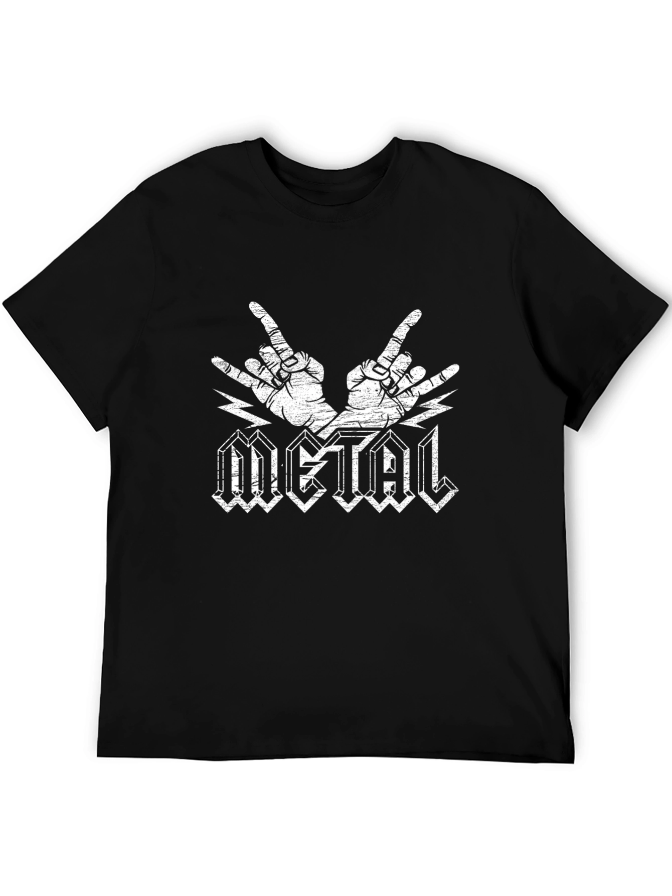 Metal Horns Black T-Shirt Rock On Concert Tee